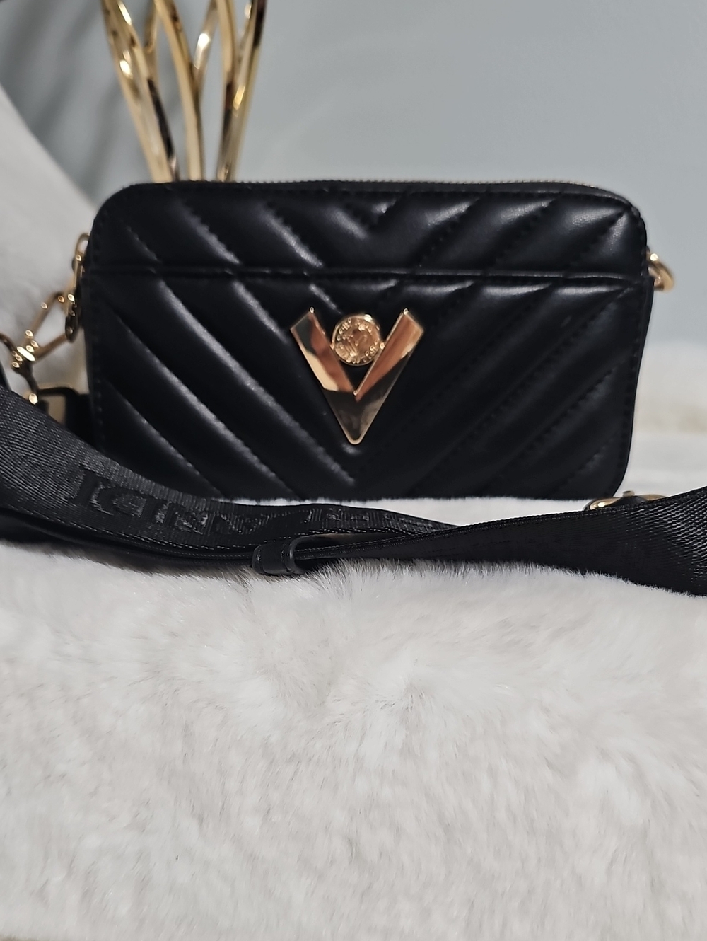 NWOT! Valentino Orlandi Black Quilted  Crossbody
